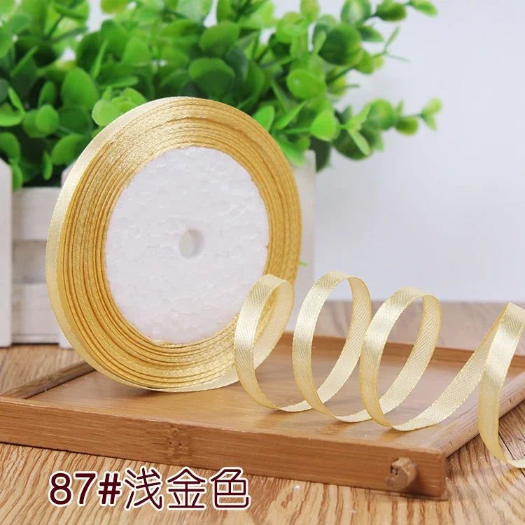New (25 Yards/lot) 1/4''6mm Single Face Silk Satin Ribbon Wedding Decorative Ribbons Christmas Gift Wrap DIY Handmade Materia