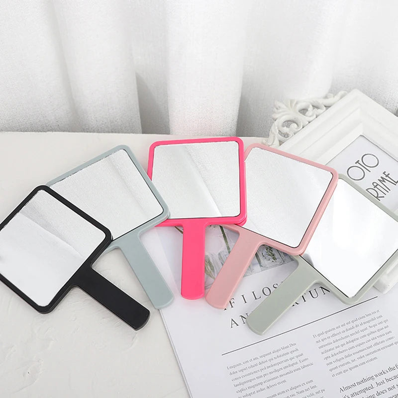 1PC Eyelash Extension Handheld Makeup Mirror Square Makeup Vanity Mirror with Handle Hand Mirror SPA Salon Compact Mirrors