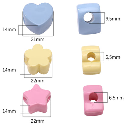1/5Pcs Acrylic Large Hole Beads Star/Flower/Heart Beads Jewelry Making Materials for DIY Phone Chain Keychain Charms Accessor