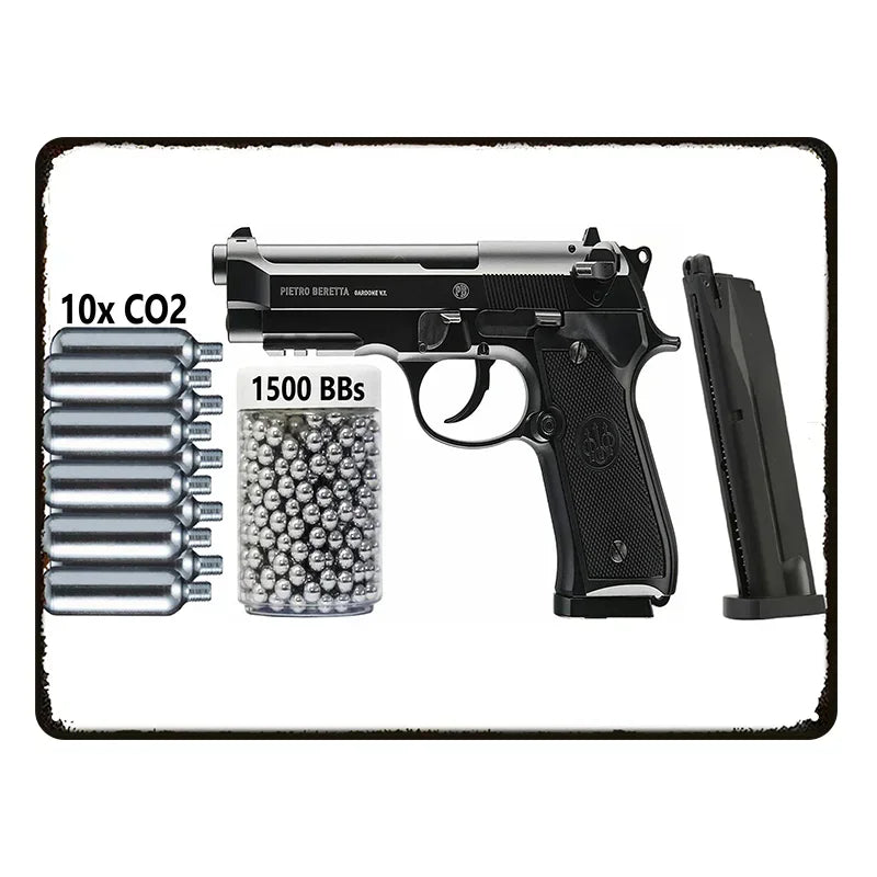 Vintage HD Pistol Metal Sign, Retro Wall Decor for Home Bar Club Man Cave