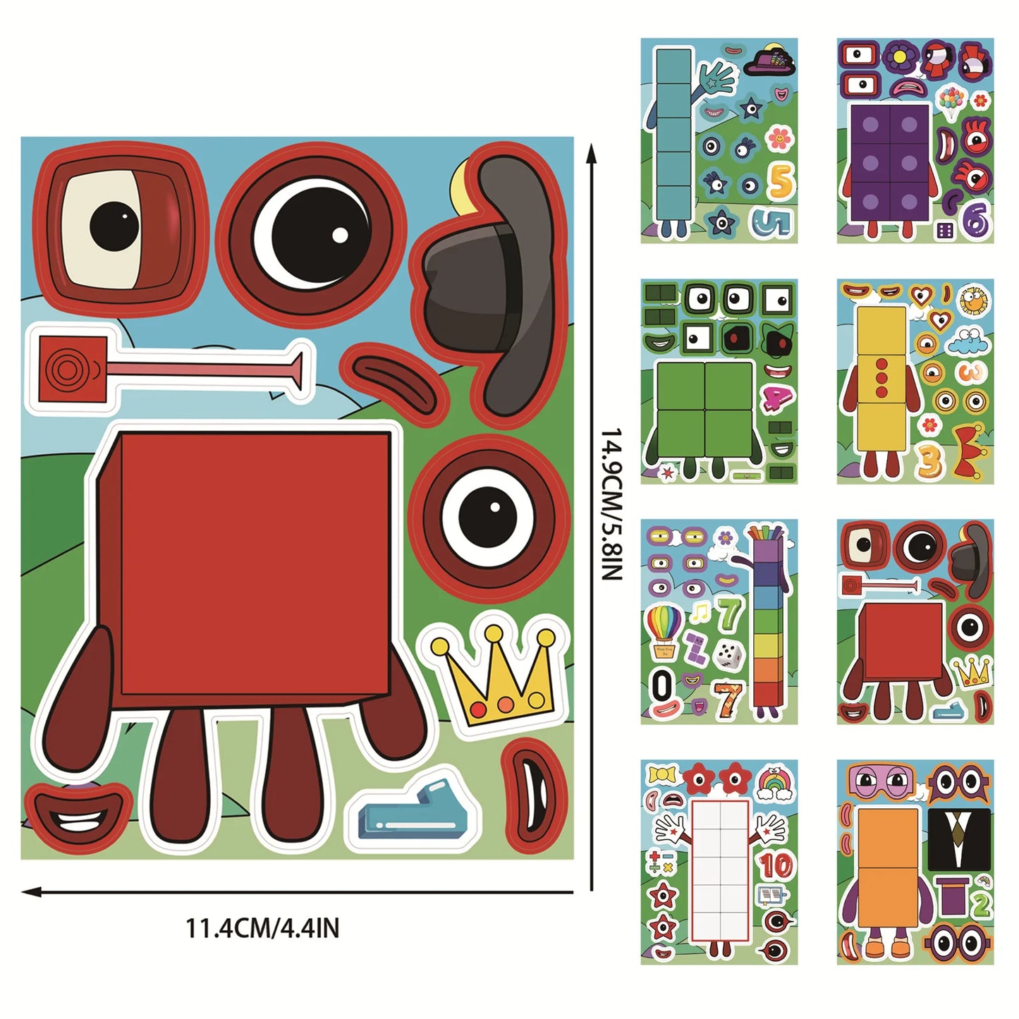 8/16/24 SHEETS Digital Building Cute Puzzle Stickers Cartoon Building Stationery Decor DIY Face Stickers