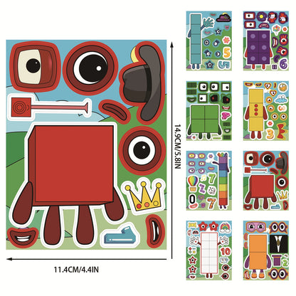 8/16/24 SHEETS Digital Building Cute Puzzle Stickers Cartoon Building Stationery Decor DIY Face Stickers