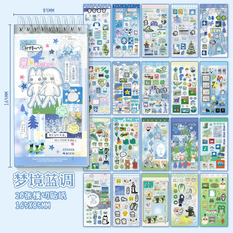 Ins Hand Account Scrapbook Stickers Cartoon PET Sticker Book Diy Diary Decoration School Supply Creative Stationery Stickers 