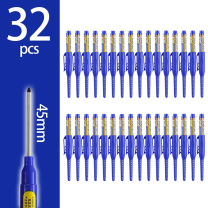 4-60Pcs 45mm Long Nib Head Carpenter Pen Deep Hole Marker Pens Black/Blue/Red/White for Measuring Woodworking Hand Tools