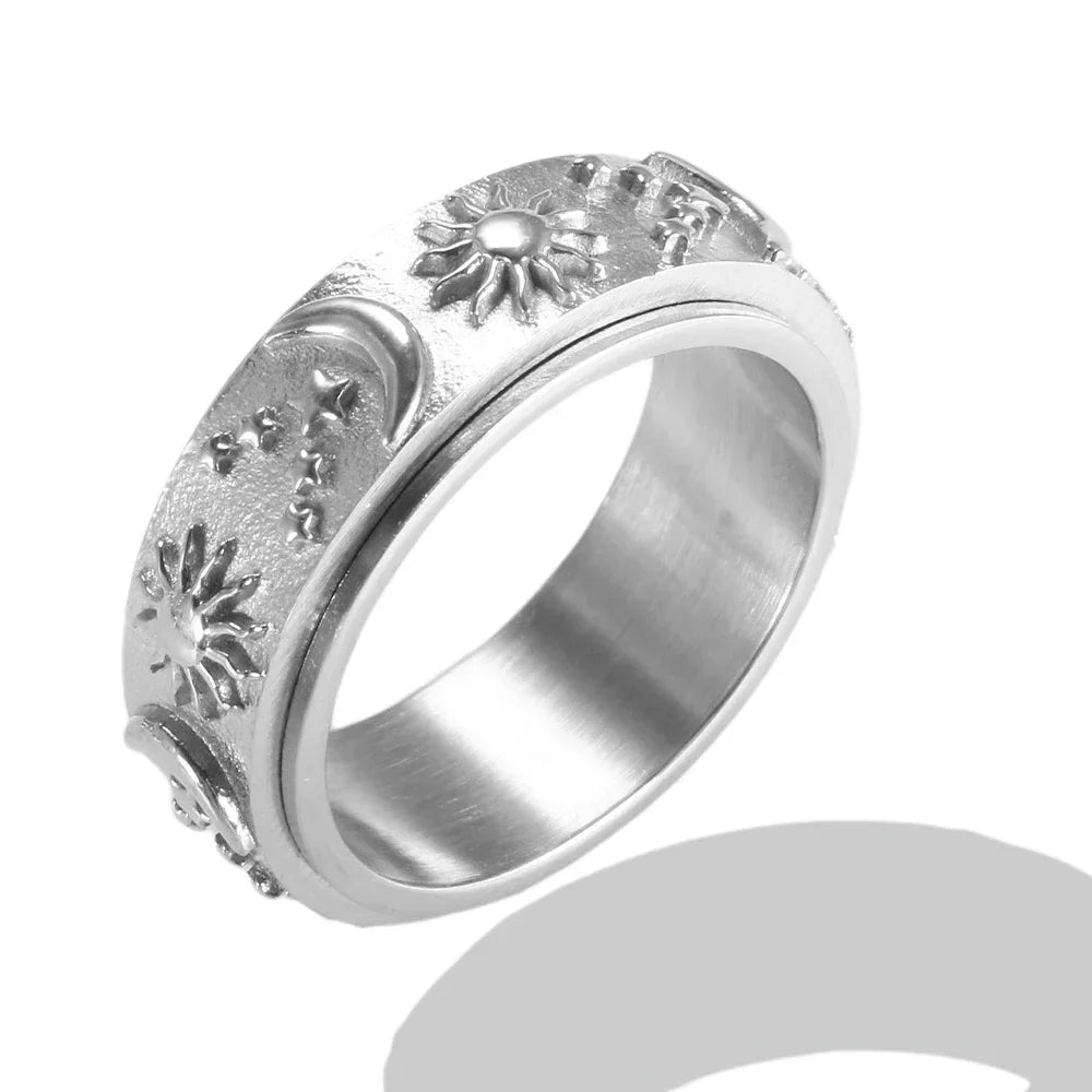 Personality Round Beads Ring Band Small Clear Crystal Zircon Waterproof Stainless Steel Rings Simple Granular Fine Jewelry - 