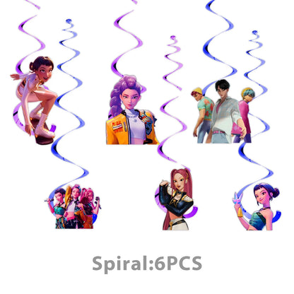 K Pop Birthday Party Decoration Tableware Set - Napkin Tablecloth Banner Paper Plates Slap Bracelets Stamps Baby Shower Suppl