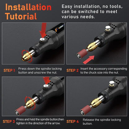 TUNGFULL Cordless Mini Rotary Tool Kit USB Rechargeable Grinder Pen Set For DIY Polishing Drilling Carving Craft Work