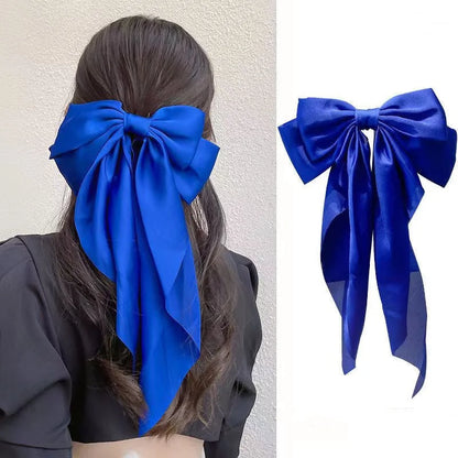 Solid Color Bow Ribbon Hair Clip New Women Large Bowknot Barrettes Women Ponytail Clip Headband Girls Hair Accessories Gift -