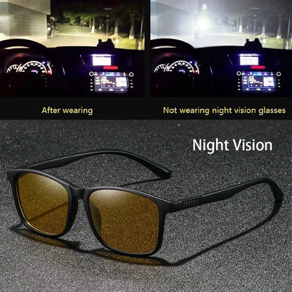 Fashion Vintage Square Frame Unisex Night Vision Glasses Reduce Visual Fatigue Lenses Anti-Glare Anti-Reflective Eyewear - F3