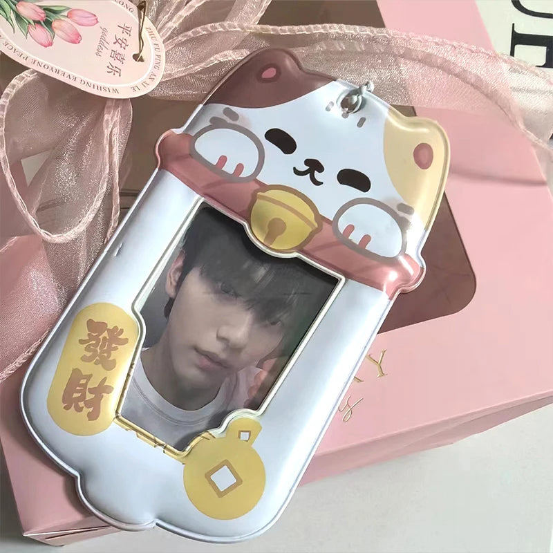 Kpop Photocard Holder Binder Photo Card Holder 3inch Idol Binder Photocard Display Keychain Protective Cover Photo Albums - S
