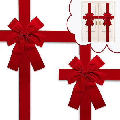 40X30Cm Xmas Big Red Bow Hanging Door Bow Ribbon Wedding Christmas Holiday Front Door Party Home Decorations New Year Diy Sup