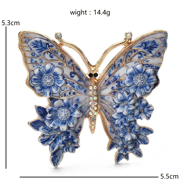Wuli&baby Vintage Big Flower Butterfly Brooches 5-color Beautiful Insects Brooch For Women's Clothes Pins Gifts