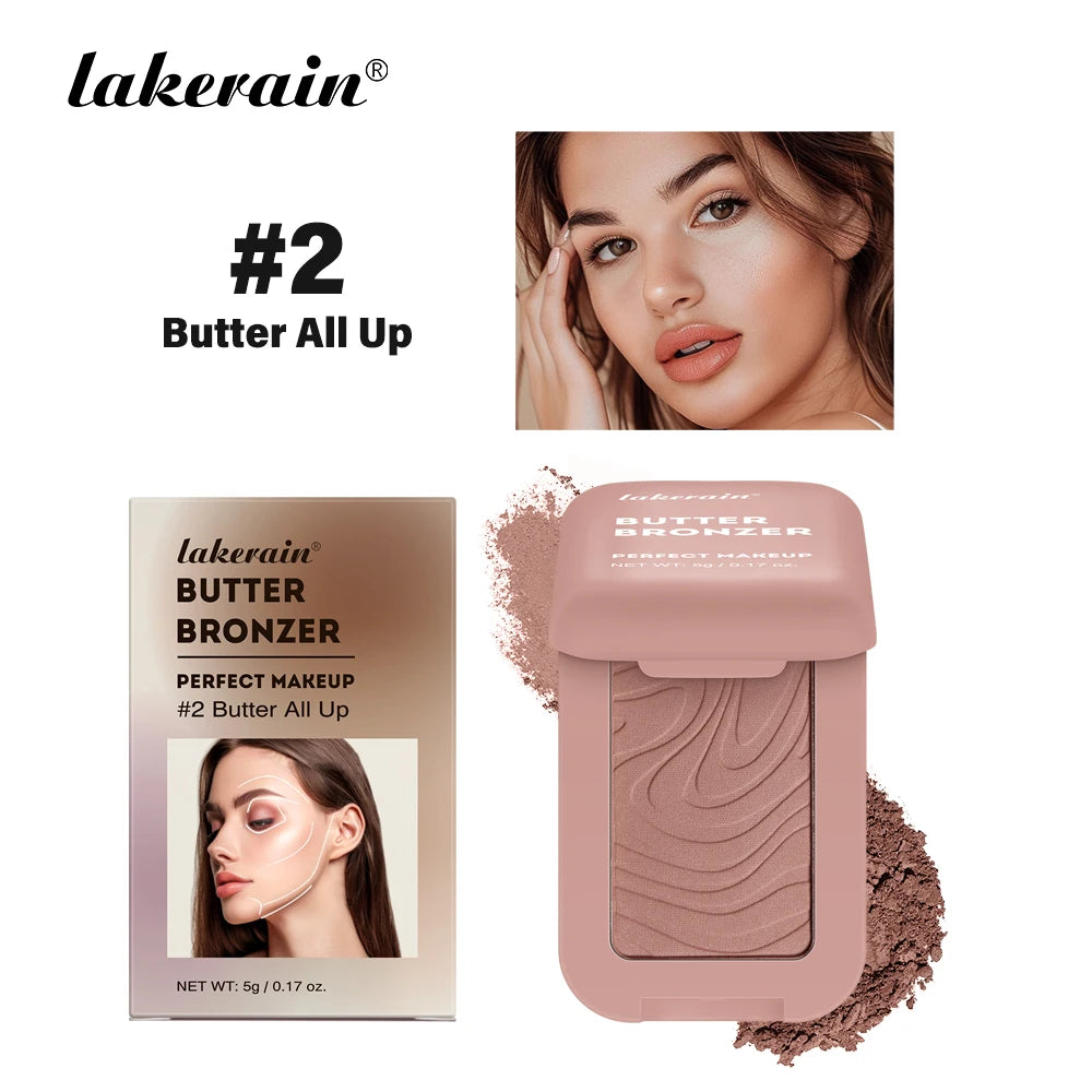 Lakerain Butter Bronzer Cream Women Waterproof Genteel Girl Nude Makeup Silky Shimmer Monochrome Blush Korean Face Cosmetics 
