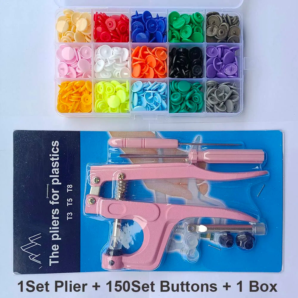 T5 Resin Snap Buttons Set Snaps U Shape Fastener Snap Pliers Buttons Kit Snaps Cloth Buttons DIY Sewing Machine Crafting Tool
