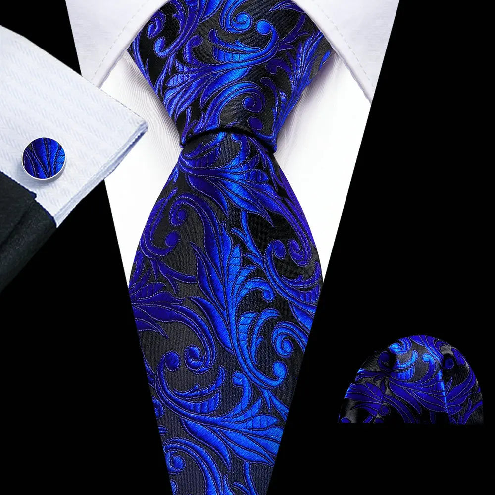 Men Tie Gold Navy Blue Striped Tie Barry.Wang 3.4" Jacquard Party Wedding Woven Fashion Designers Necktie For Men silk Busine