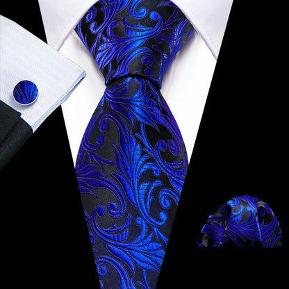 Men Tie Gold Navy Blue Striped Tie Barry.Wang 3.4" Jacquard Party Wedding Woven Fashion Designers Necktie For Men silk Busine