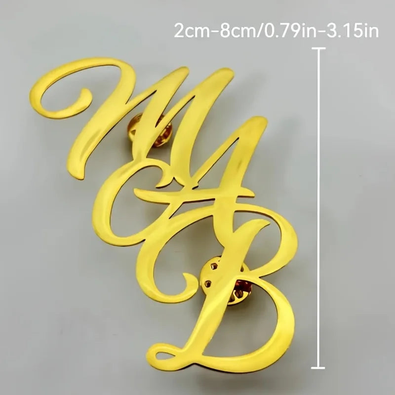 Custom Monogram Initial Name Stainless Steel Lapel Pin Personalized Brooch For Men Wedding Party Big Brooches Dad Gifts