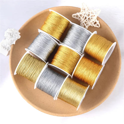 Gold/Silver Thread Macrame Cord Rope Bracelet Necklace Braided String For DIY Tassel Beading Shamballa String Supplies