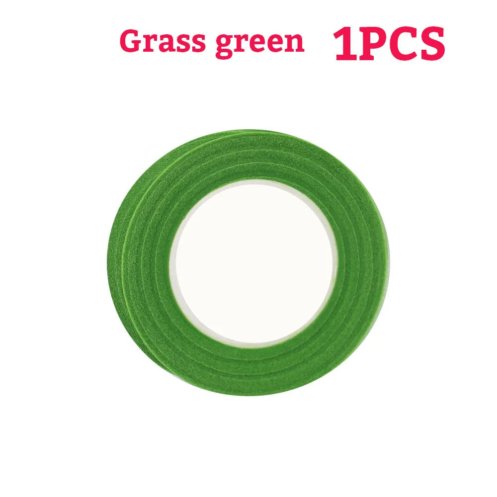 Green Flower Stem Sticks DIY Floral Material Handmade Wire Stem Floriculture Tape Self-adhesive Bouquet Floral Stem Paper Tap