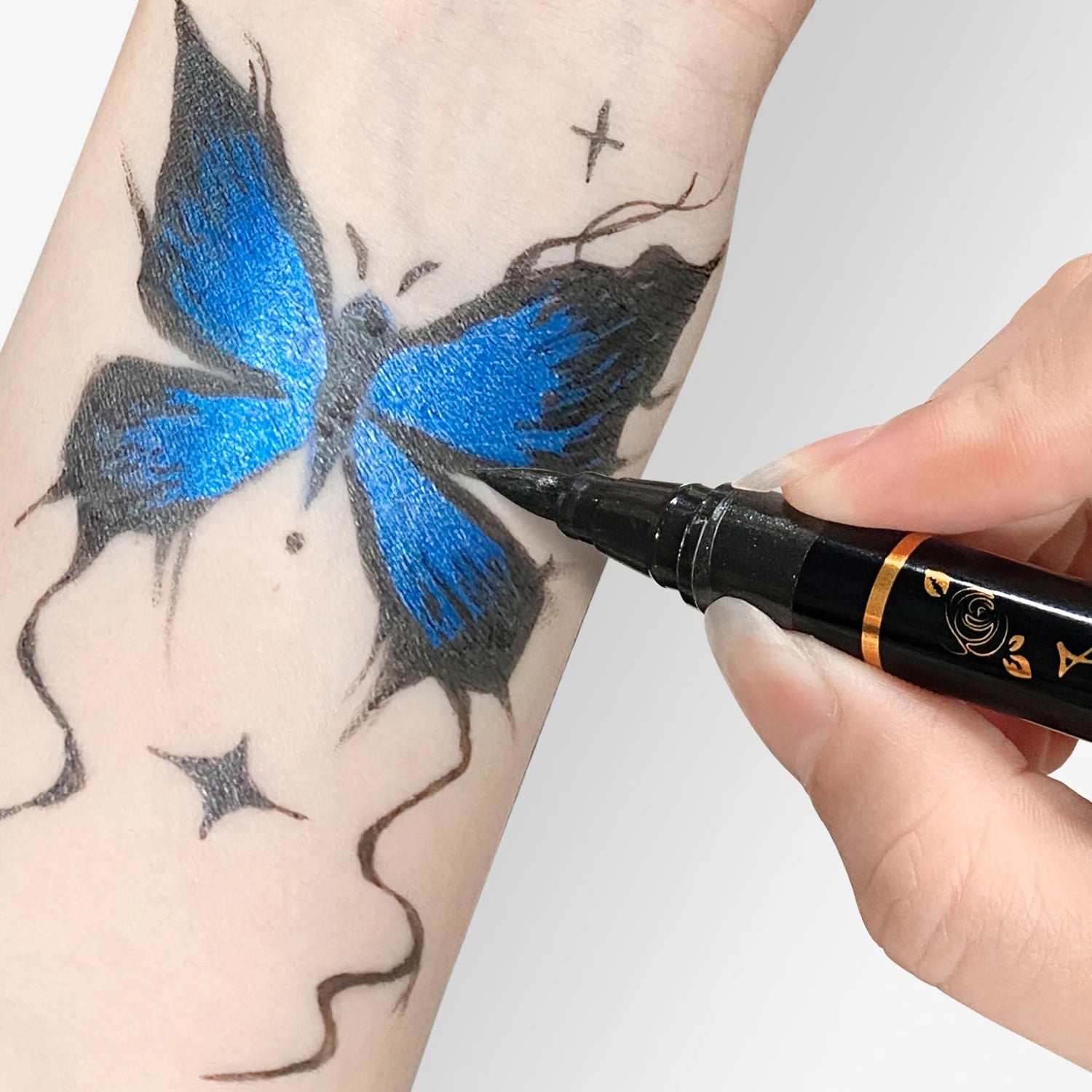 Temporary Tattoo Markers for Skin,10 Colors Tattoo Pens,Brush Tip,Bright colors,Face Paint Kit Cosmetic Quality,Halloween mak