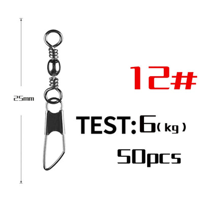 50Pcs Stainless Steel Snap Swivel Saltwater High Strength Snaps Fishing Barrel Line Connector Barrel Safety Snap Fishing Tack