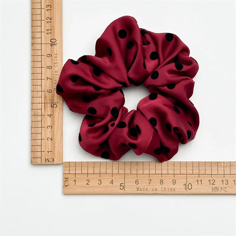 Korean Women Hair Simple Satin Scrunchies Wave Point Hair Band For Girls Ponytail Holder Rubber Bands Hair Ties Hair Accessor