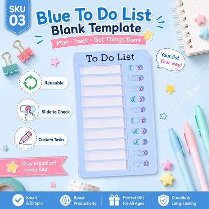 Self Discipline Checklist Board, Replaceable Plastic Chore Chart for Kids Adults, Summer Task Planner & Daily Habit Tracker -