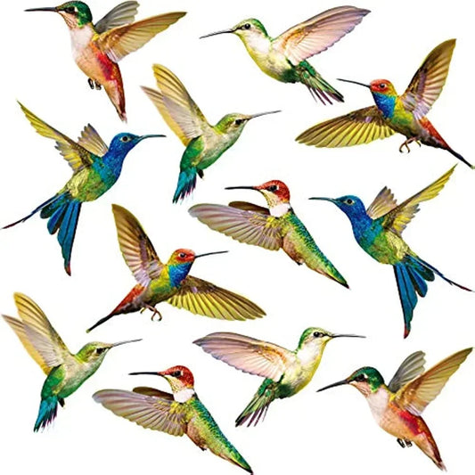 6 Pieces Hummingbird Window Clings Anti-Collision Window Clings Decals to Prevent Bird Non Adhesive Vinyl Cling Stickers