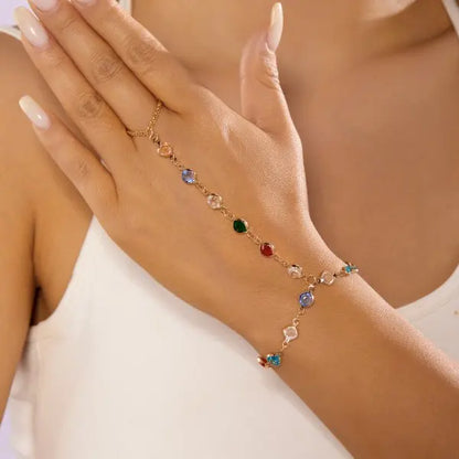 Elegant Red Crystal Zircon Metal Chain Bracelets for Women Colorful Heart Bracelets Party Wedding Wrist Charms Jewelry Gift -