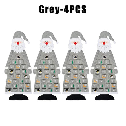 Santa Claus Felt Advent Calendar Countdown to Christmas Wall Hanging for Home Holiday Decor Festive Seasonal Ornament - Grey 