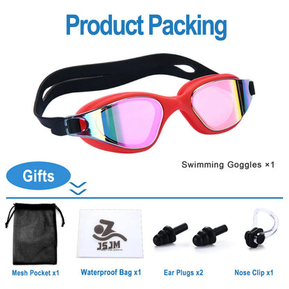 Unisex Adult Swimming Goggles – Anti-Fog Swim Glasses for Men & Women – Adjustable Silicone Waterproof Professional Swim Eyew