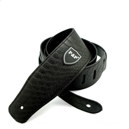 Guitar Strap Vintage 2.5 Inch Adjustable Soft Embroidered Belt Classical Bass Music Hobby Guitar Accessories - Black