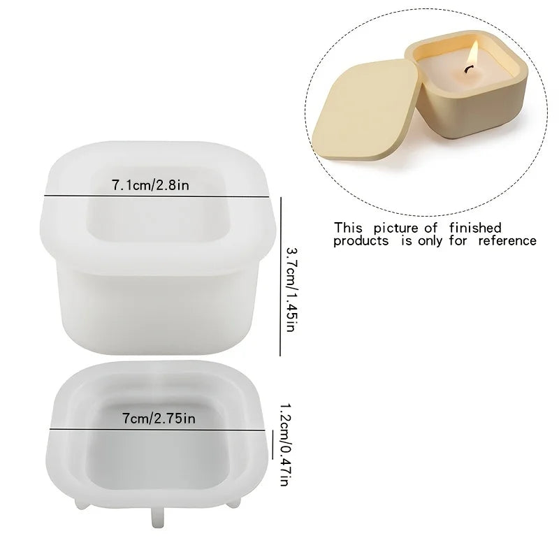1set DIY Candle Jar Silicone Mold with Lid - Aroma Wax Jar Making Mold for Resin, Concrete, Gypsum - Mold for Home Crafts - S