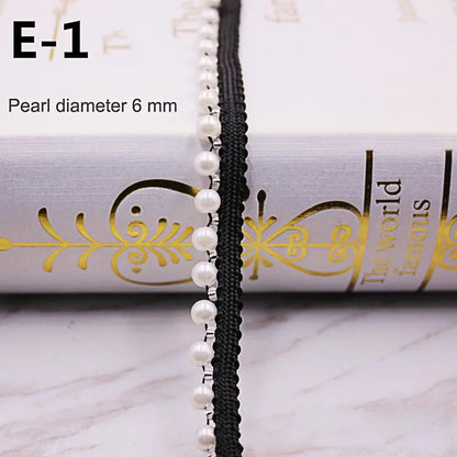 1yard/lot White black Pearl Bead lace Ribbon Tape lace fabric Trim Ribbons for DIY Sewing Garments Handmade Clothing Accessor