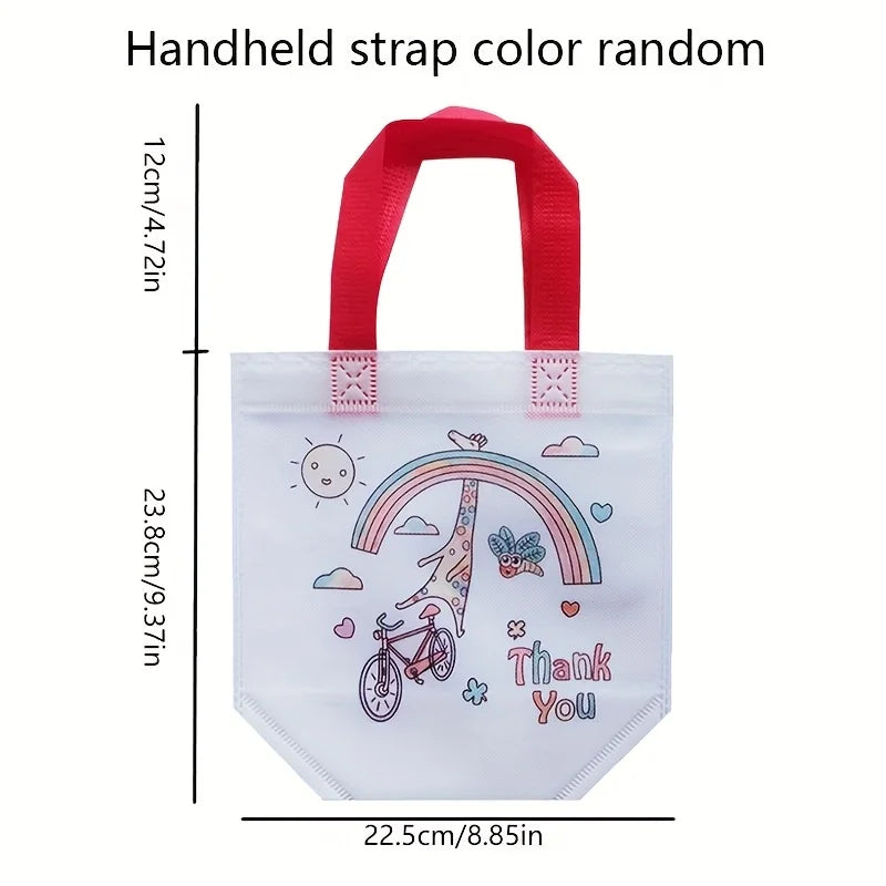 24pcs(12 Bags+12 Markers), DIY Graffiti Pack with Colored Markers, Reusable Animal Art Party Gift Bags, Storage Accessories