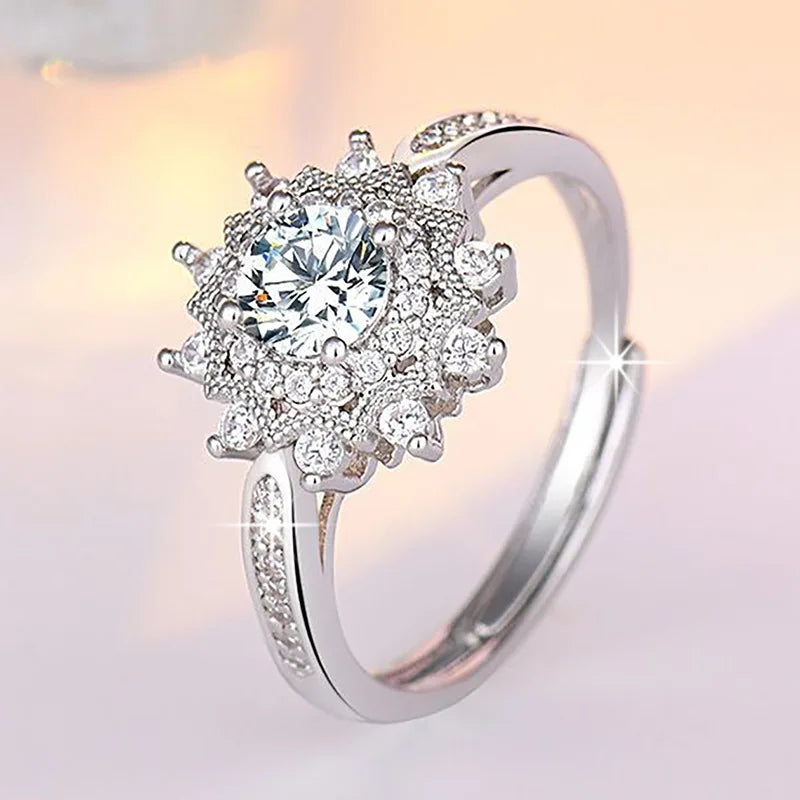 925 Sterling Silver Ring Sparkle Zircon Luxury for Women Rings Wedding Fine Jewelry Accessories Party Gift - YJ-1 J186