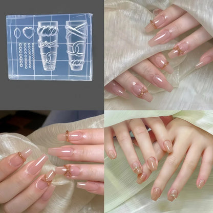 Minimalist Ins Style Nail Art Mold Diamond Beaded 3D Ring Silicone Mold for Transparent Jewelry Decoration