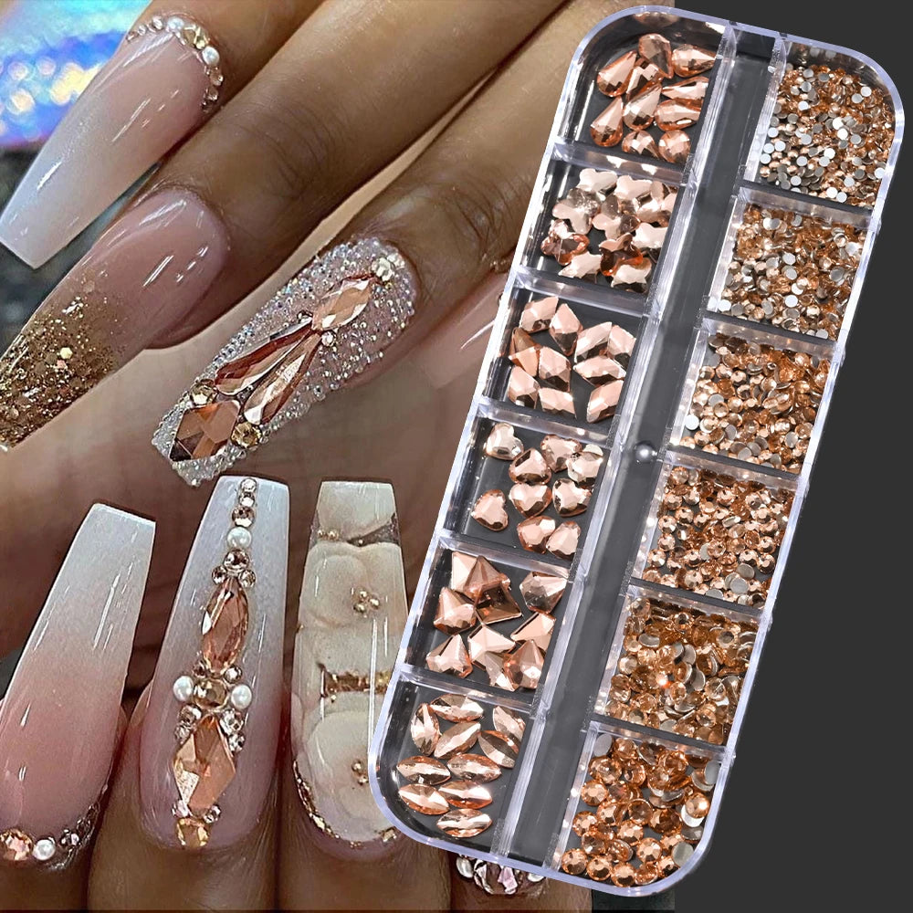 100/50cm Long Luxury Crystal Chain Nail Charms 1.5/2mm Shinying Clear/AB Diamond Nail Art Metal Steel French Manicure Crystal