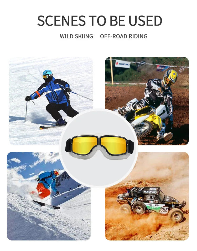 Bicycle Motorcycle Glasses Windproof Motorcycle Helmet Glasses Sunglasses Retro Universal Leather Retro Motorcycle Accessorie