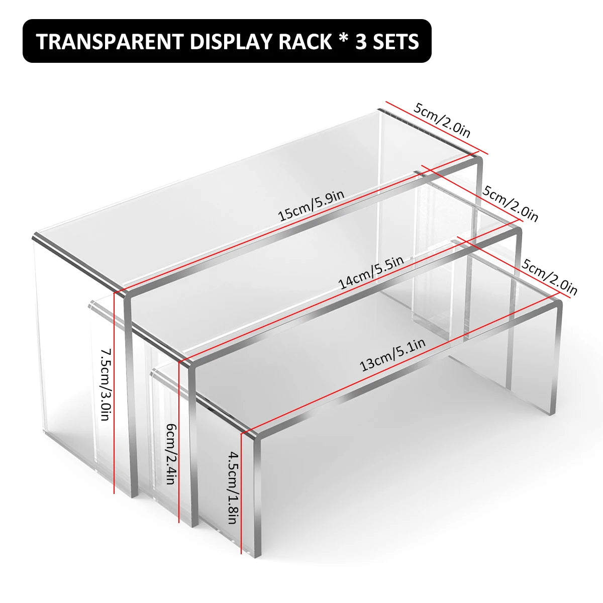 3/6/9Pcs Acrylic Display Stand Blind Box Storage Shelf U Shape Lightweight Cupcake Holder Dessert Display Jewelry Display Ris