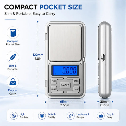 High Precision Mini Pocket Scale 500g/0.01g, Portable Digital Jewelry Scale, Accurate Small LCD Weighing Device for Easy Carr