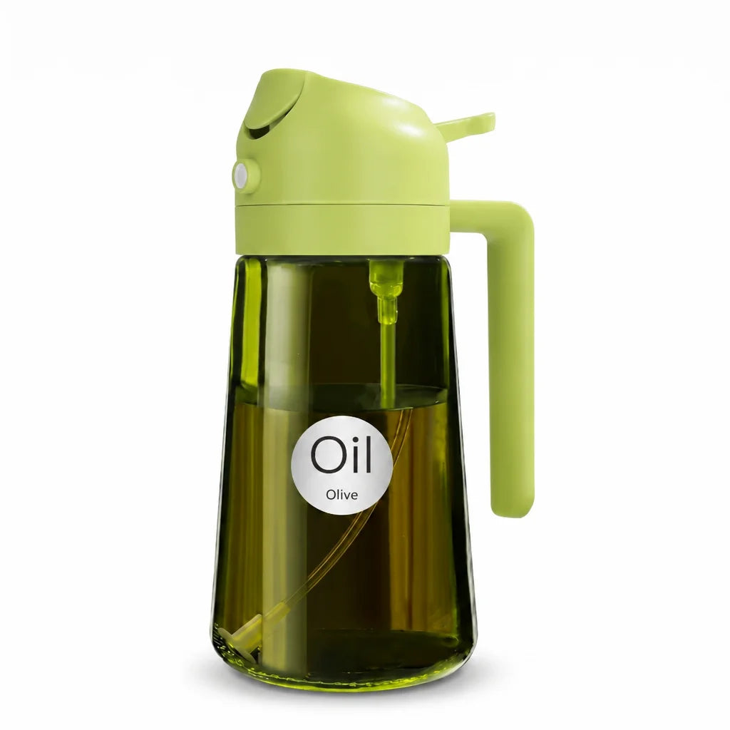 16oz Oil Dispenser Bottle for Kitchen, 2 in 1 Olive Oil Dispenser and Oil Sprayer, 470ml Olive Oil Spray Bottle for Cooking -