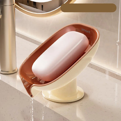 Soap Box Drain Free Punching Household Light Luxury Suction Cup SoapBox Toilet Countertop Soap Rack Bathroom Shelf - Coffee
