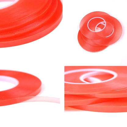 0.2MM 1/2/3/5/10mm 50M Strong Acrylic Adhesive PET Red Film Clear Double Side Tape No Trace For Phone Tablet LCD Screen Glass
