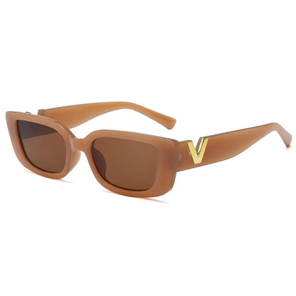 Fashion Rectangle Sunglasses Women Vintage Small Frame Sun Glasses Ladies Classic Black Square Eyeglasses Oculos - brown V