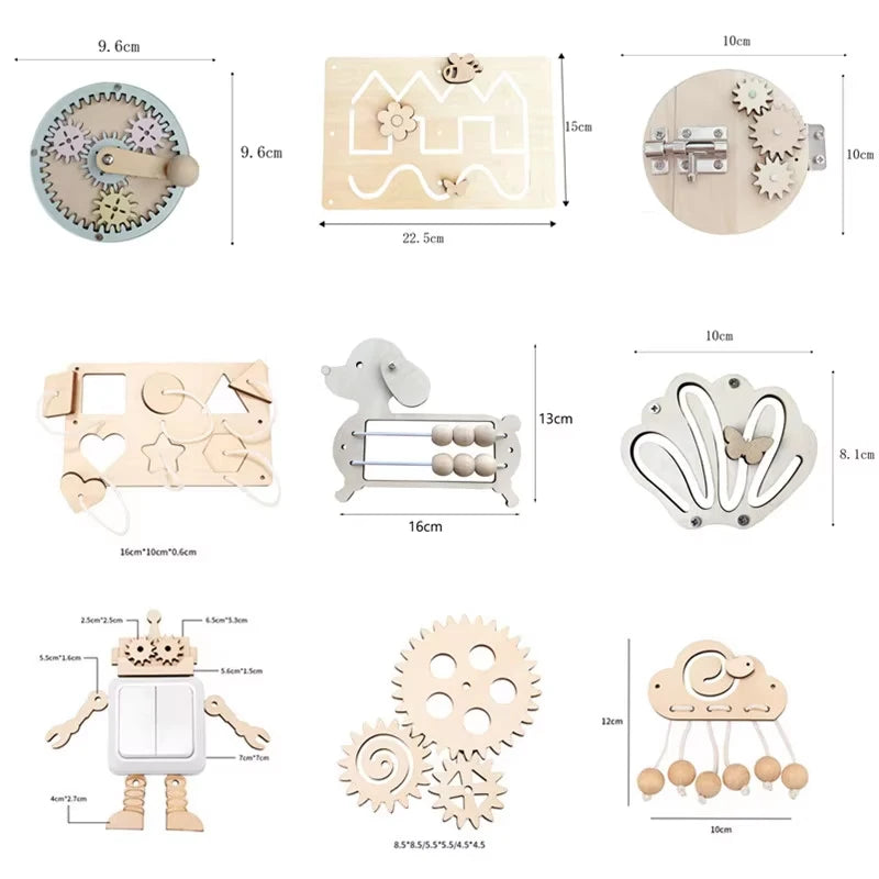 Montessori Busy Board Toys For Children Educational Games DIY Busy Board Parts Wooden Toys Sensory Board Games Puzzles For Ki