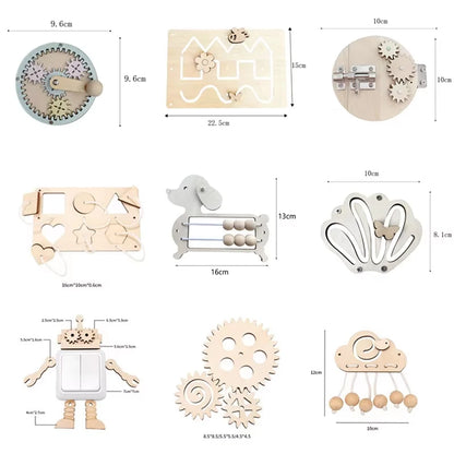 Montessori Busy Board Toys For Children Educational Games DIY Busy Board Parts Wooden Toys Sensory Board Games Puzzles For Ki