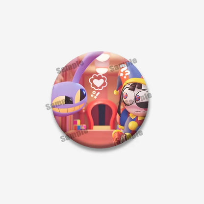 Creative Funny P-Pomni Enamel Pins Cute Cartoon Character Round Brooch DIY Backpack Jacket Collar Badge Jewelry Gifts for Fri