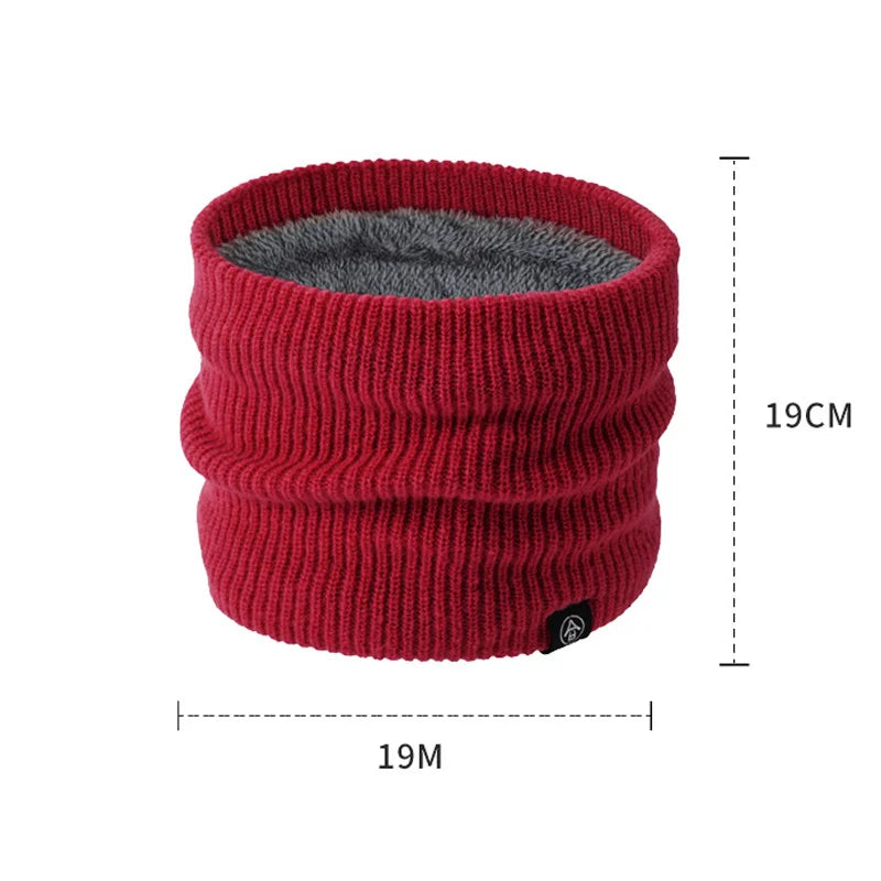 Unisex Winter Warm Scarf Thicken Fleece-Lined Knitted Neck Gaiter Outdoor Cycling Scarves Fashion Simple Solid Color Mask Sca