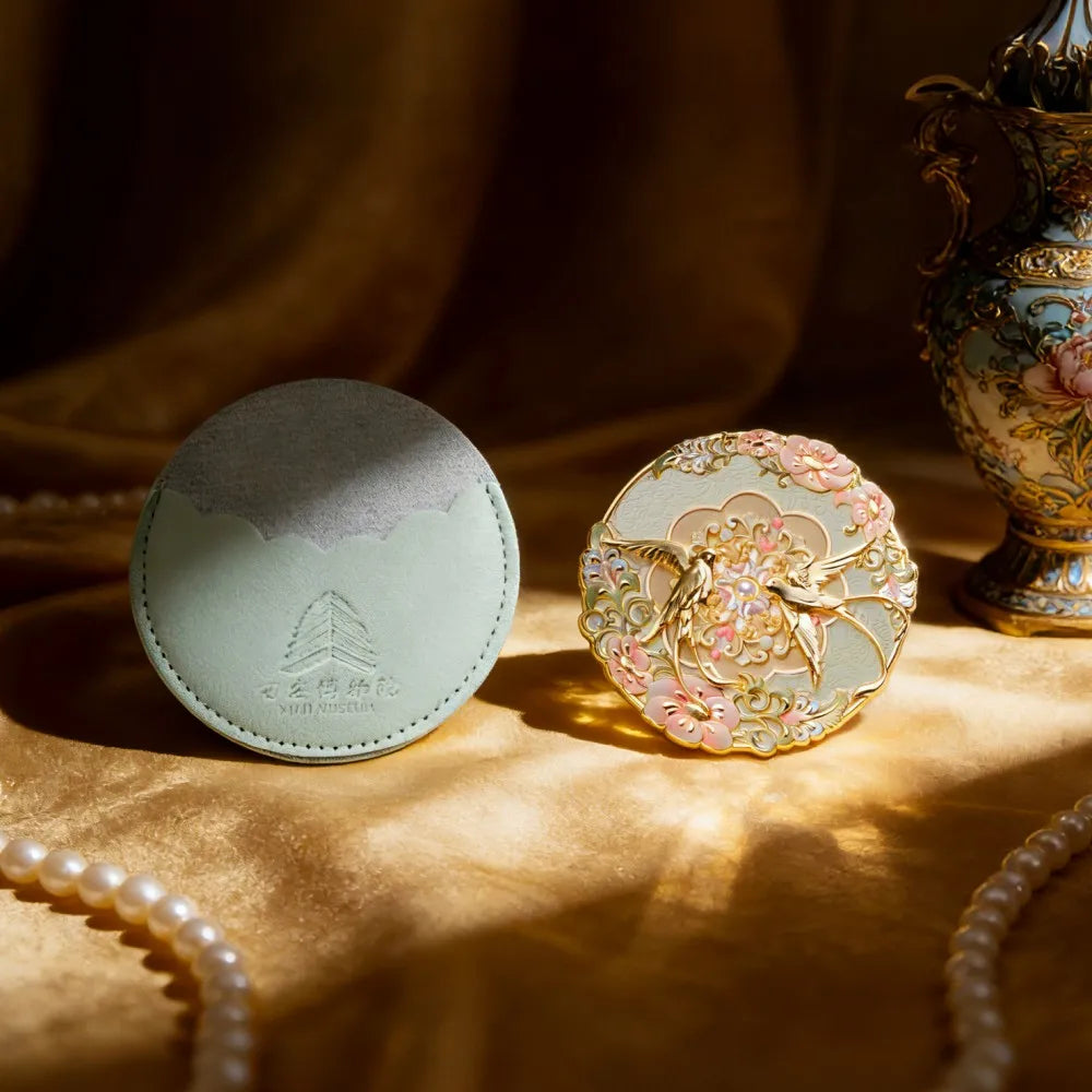 Vintage Chinese Style Mirror Peony Delicate Flower Mini Mirror Cosmetic Tools Portable Pocket Make-up Mirror